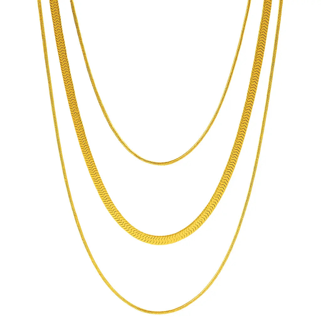 Triple Layer Snake Chain Necklace-0