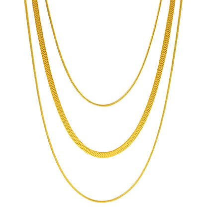 Triple Layer Snake Chain Necklace-0