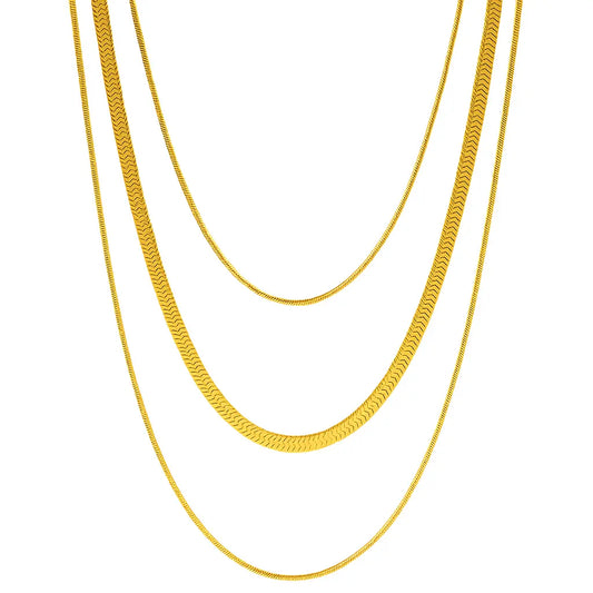 Triple Layer Snake Chain Necklace-0
