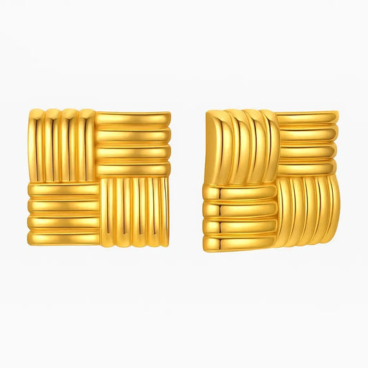 Square Stud Earrings -Bold Geometric & Elegant-0